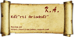 Kürti Ariadné névjegykártya